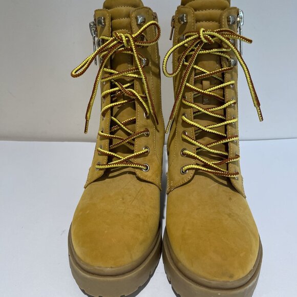 VTG Y2K Nine West Lace-Up Lug Sole Combat Boots Size 11M Beige Chunky Retro - Picture 8 of 12